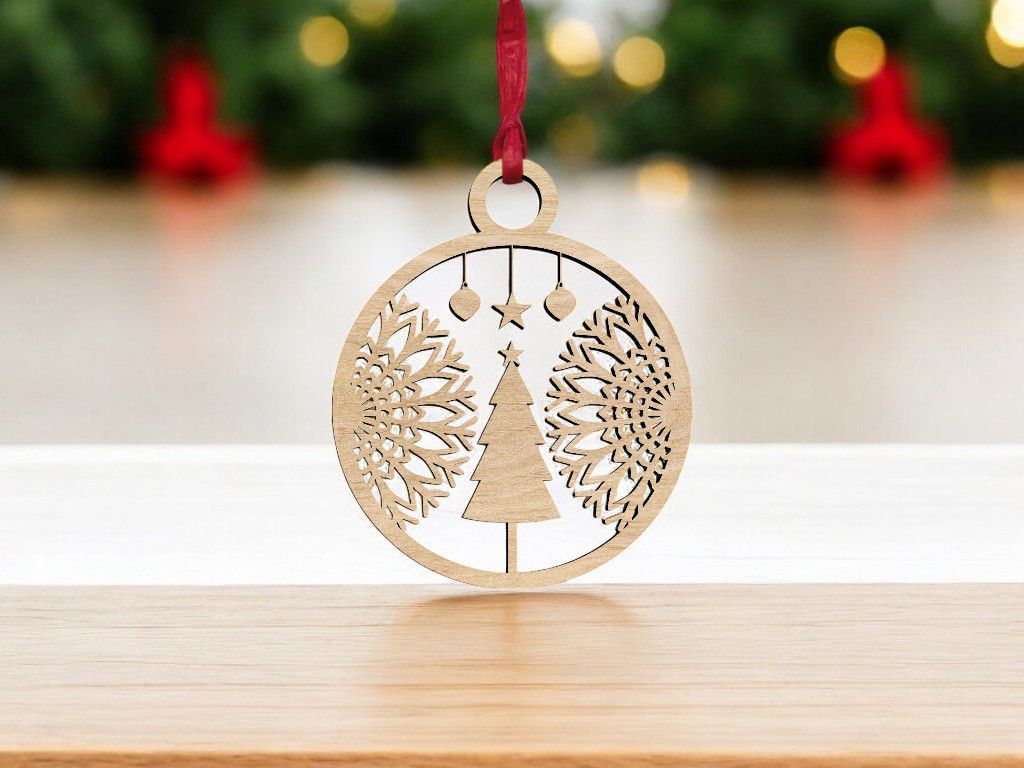 Laser Cut Christmas Tree Decoration Ornament Vector