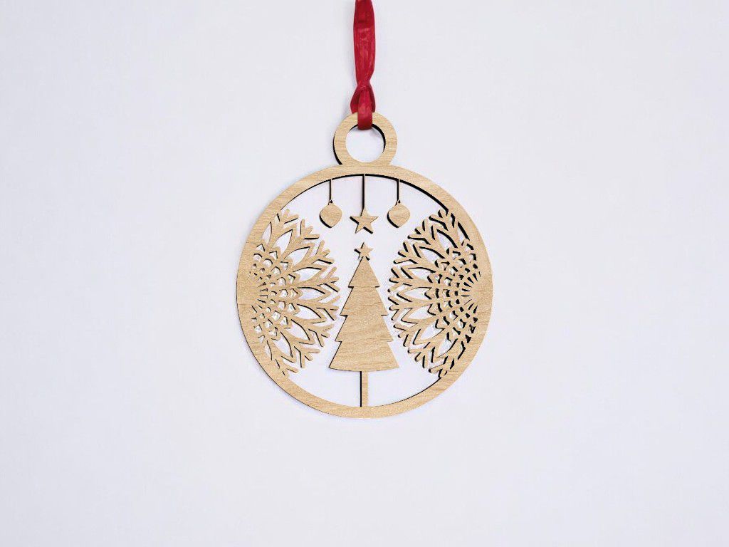 Laser Cut Christmas Tree Decoration Ornament Vector