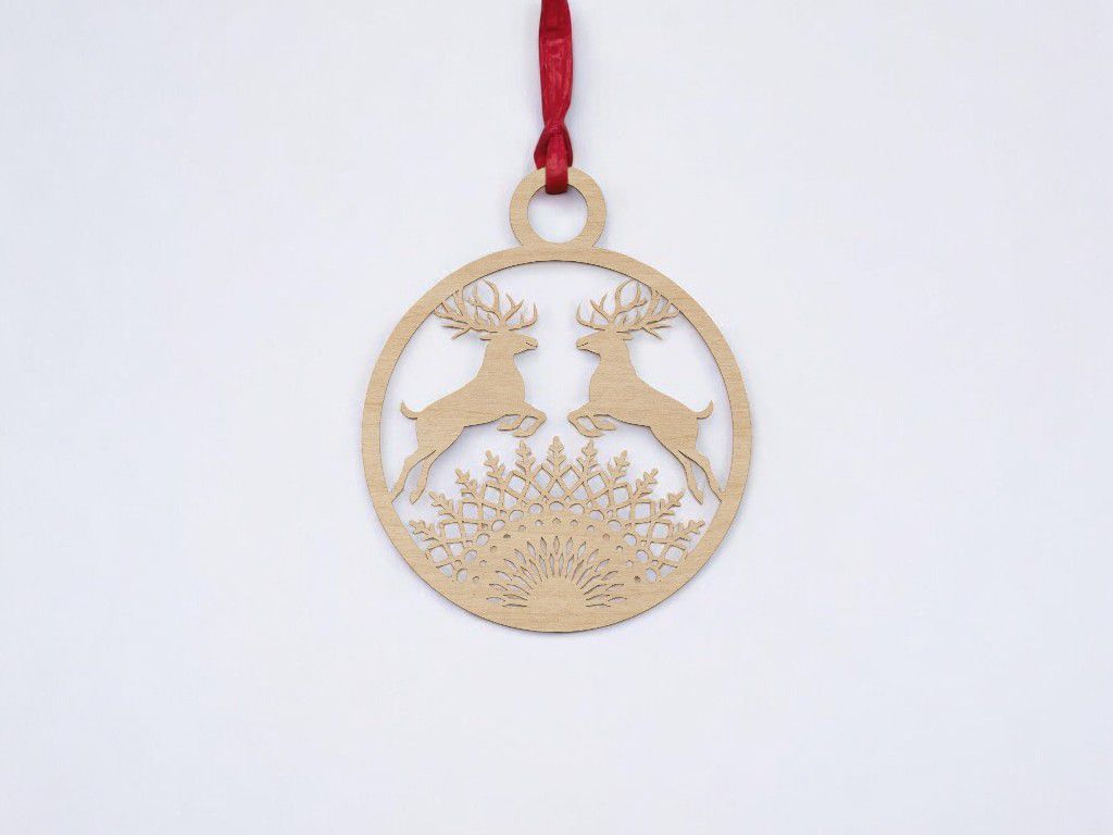 Laser Cut Reindeer Christmas Ball Ornament Vector