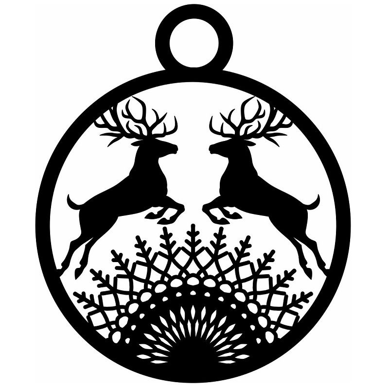 Laser Cut Reindeer Christmas Ball Ornament Vector