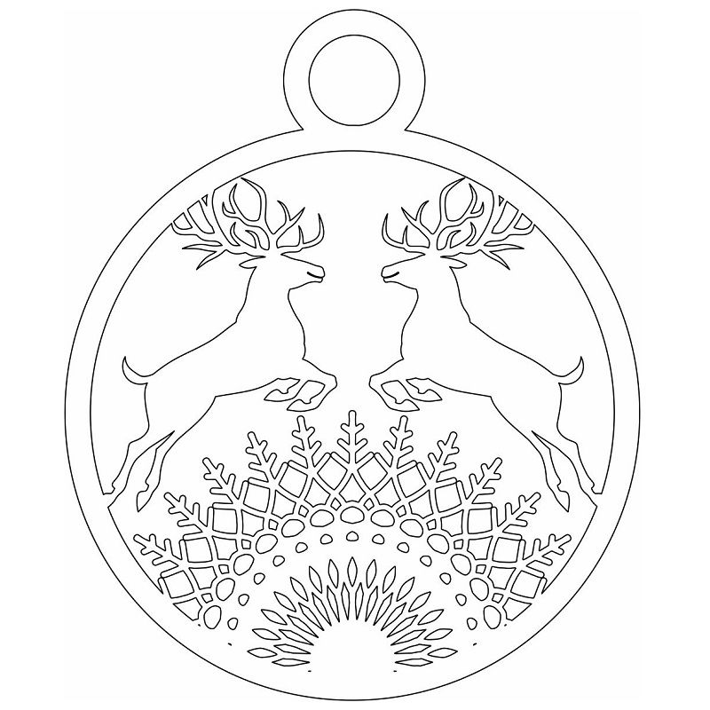 Laser Cut Reindeer Christmas Ball Ornament Vector