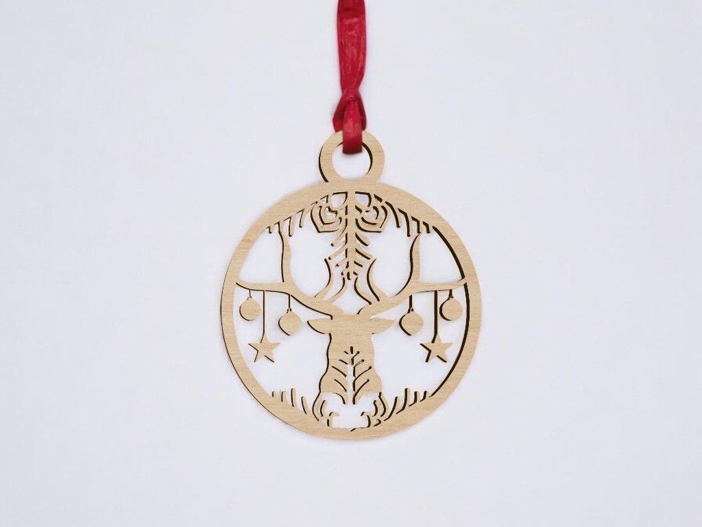 Laser Cut Decorative Reindeer Bauble Vector