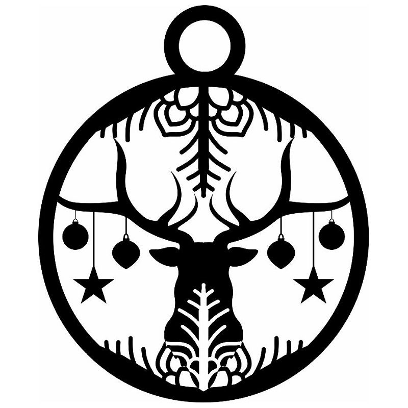 Laser Cut Decorative Reindeer Bauble Vector