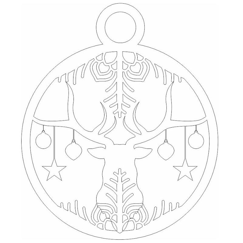 Laser Cut Decorative Reindeer Bauble Vector