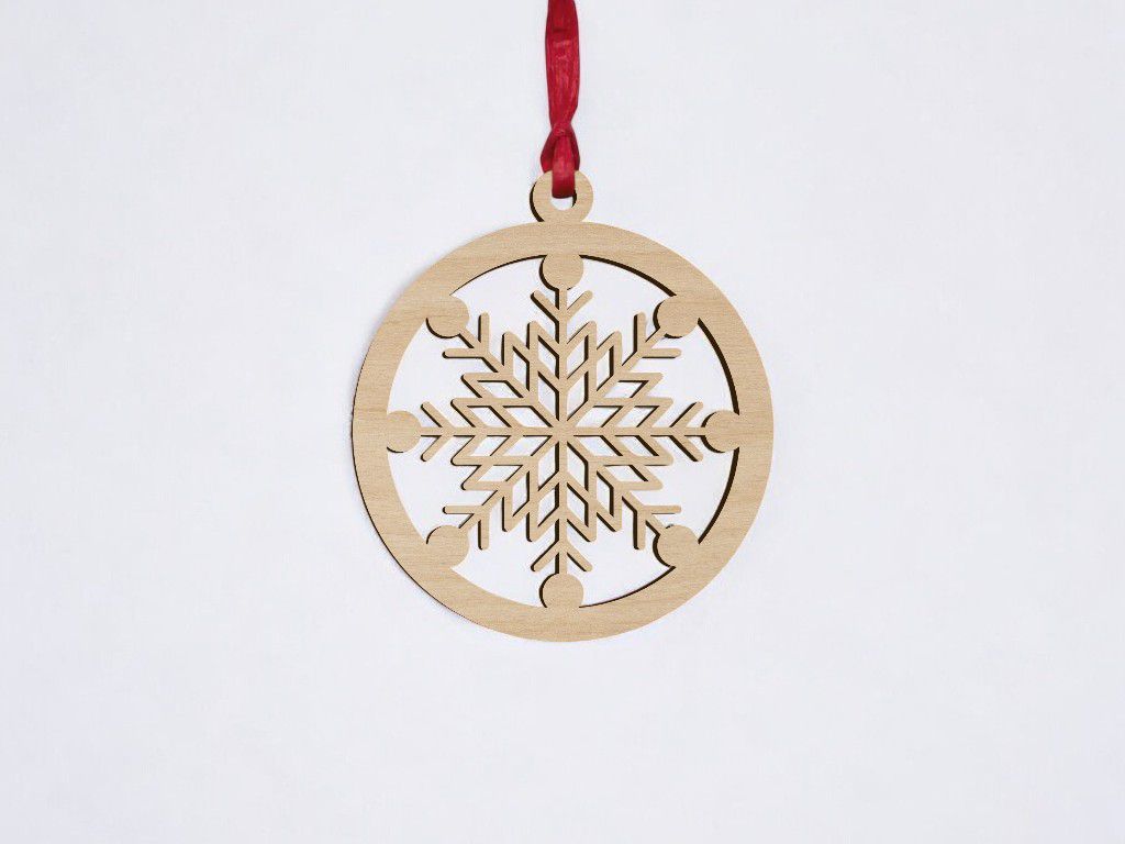 Laser Cut Christmas Ornament With Snowflake Shape Vector