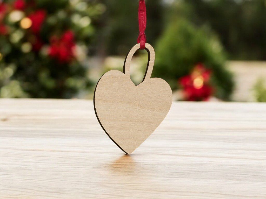 Laser Cut Blank Heart Christmas Tree Ornament Vector