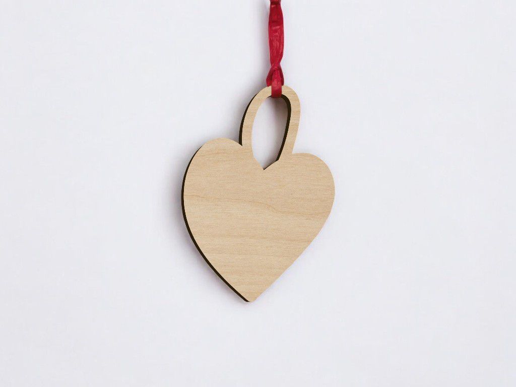 Laser Cut Blank Heart Christmas Tree Ornament Vector