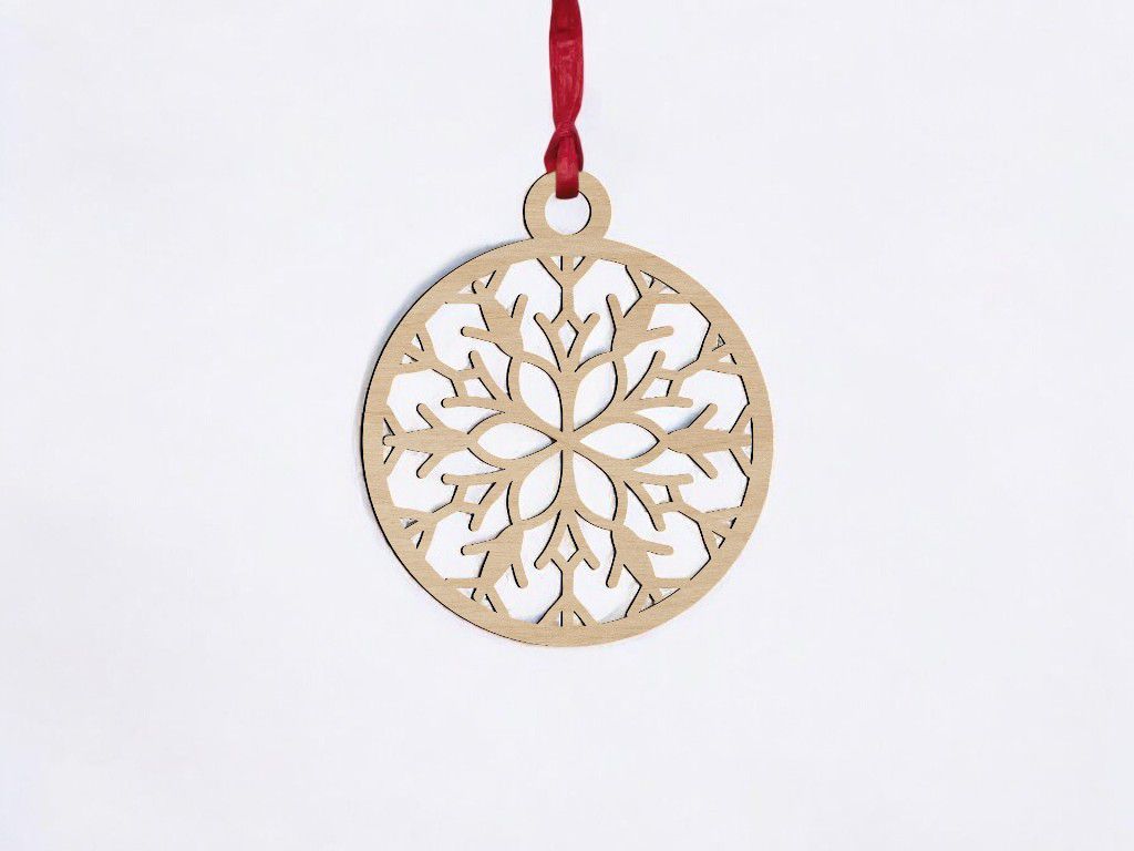 Laser Cut Round Christmas Tree Ornament Vector
