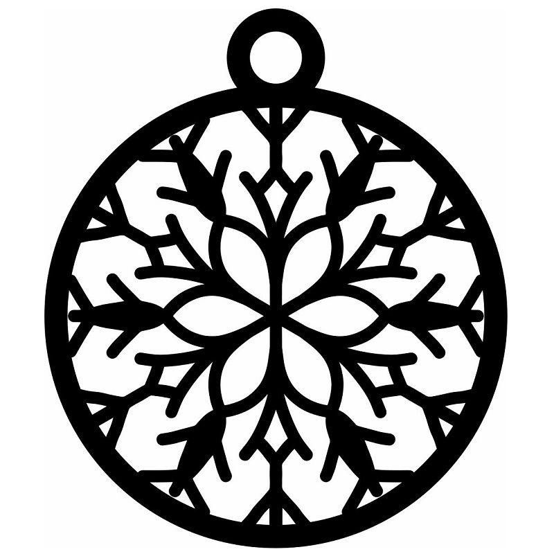 Laser Cut Round Christmas Tree Ornament Vector