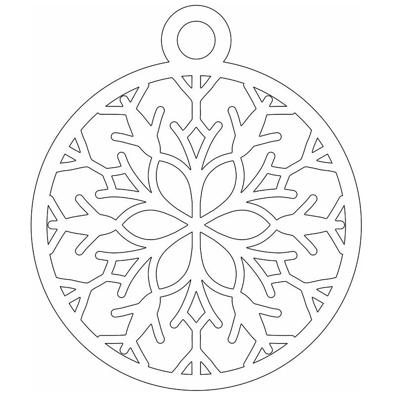 Laser Cut Round Christmas Tree Ornament Vector