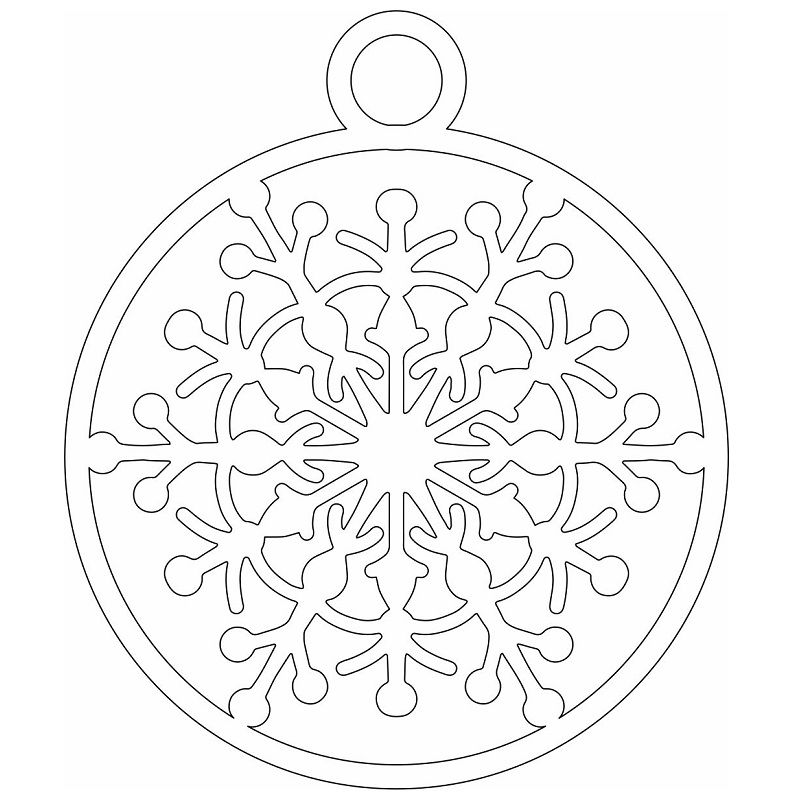 Laser Cut Round Classic Bauble Snowflake Ornament Vector