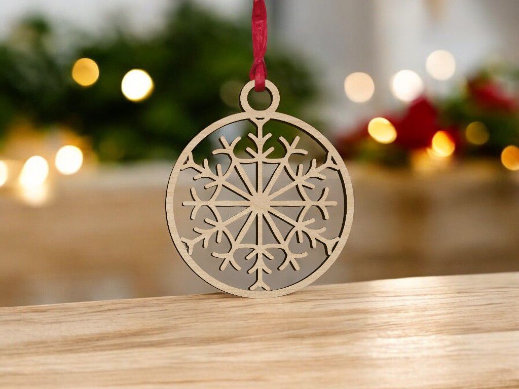 Laser Cut Wooden Christmas Tree Ornament Vector