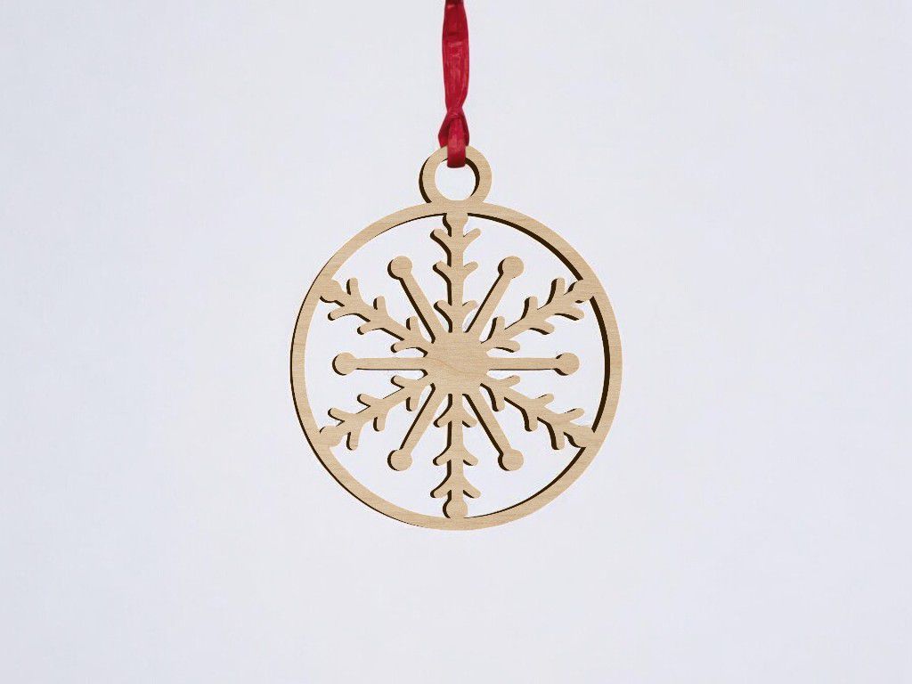 Laser Cut Snowflake Bauble Hanging Ornament Vector