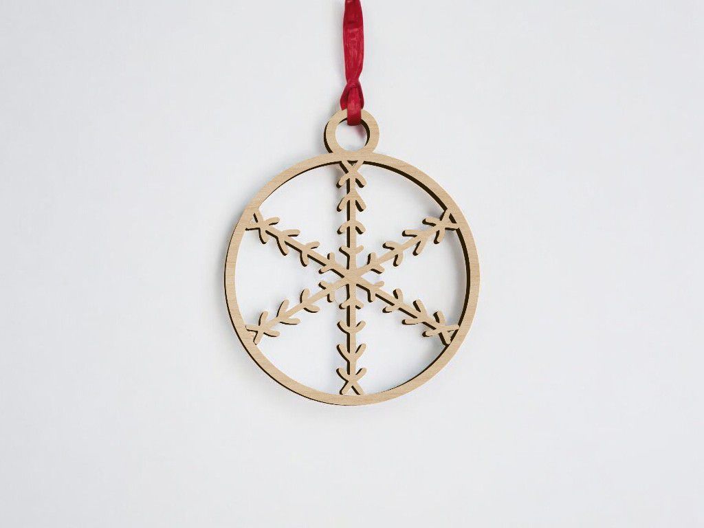 Laser Cut Simple Snowflake Bauble Vector