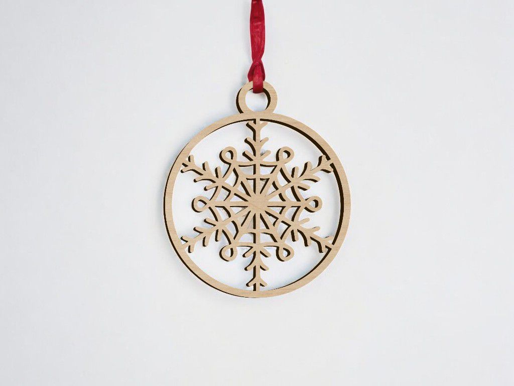 Laser Cut Christmas Tree Wooden Ornament Vector