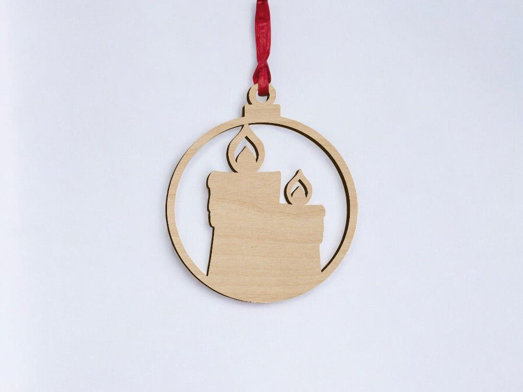 Laser Cut Christmas Candle Bauble Ornament Vector