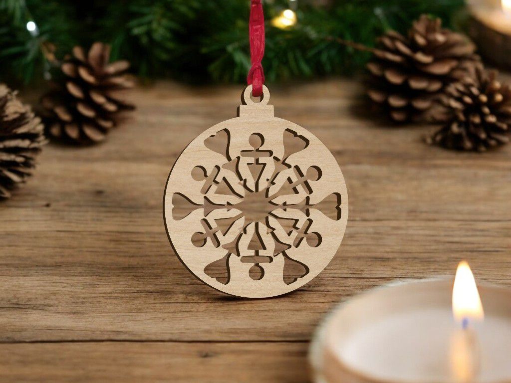 Laser Cut Christmas Decorations Hanging Ball Vector