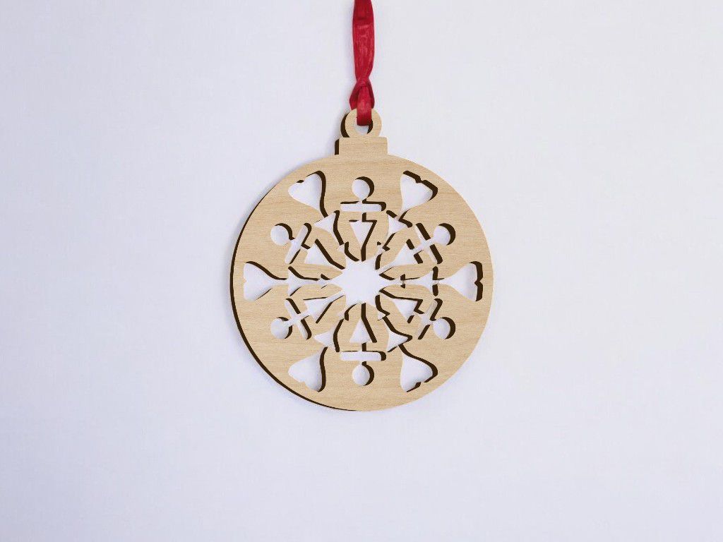 Laser Cut Christmas Decorations Hanging Ball Vector