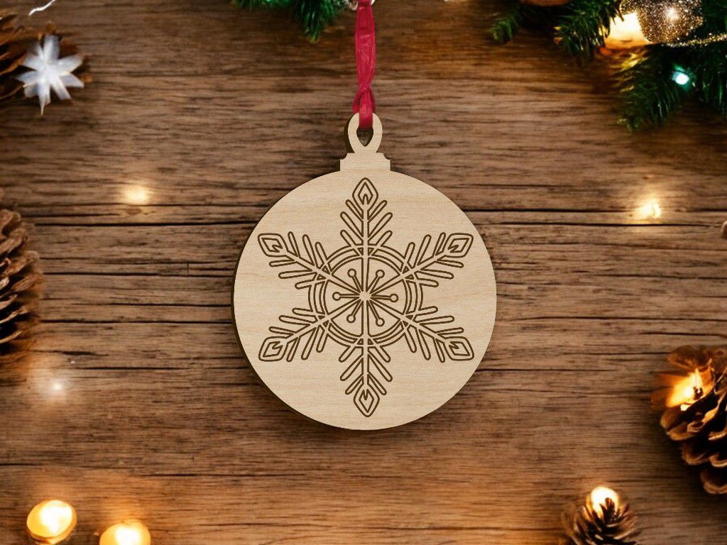 Laser Cut Snowflake Pattern Christmas Ball Vector