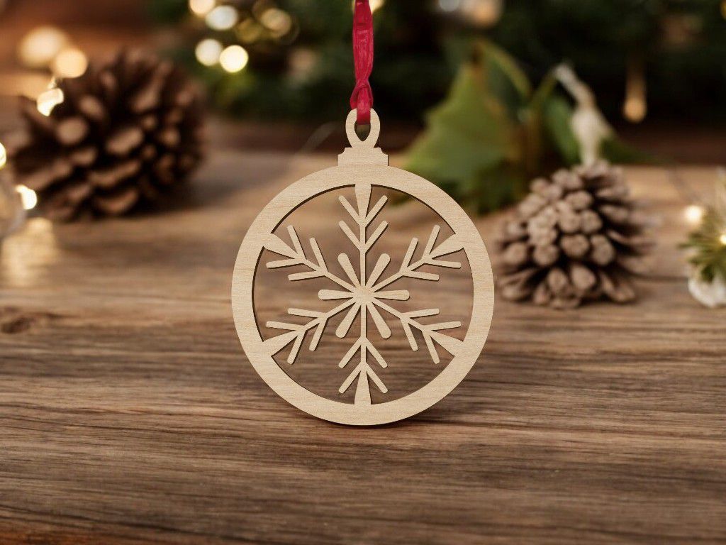Laser Cut Christmas Tree Wooden Bauble Vector