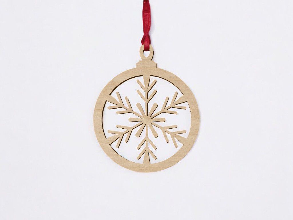 Laser Cut Christmas Tree Wooden Bauble Vector