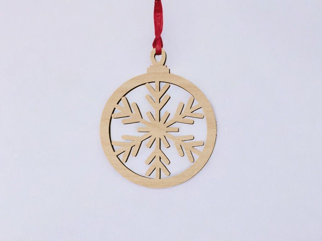 Laser Cut Snowflake Themed Bauble for Christmas Tree Decor Vector