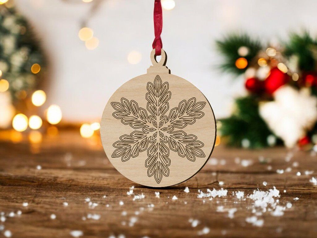 Laser Cut Snowflake Themed Christmas Ball Vector