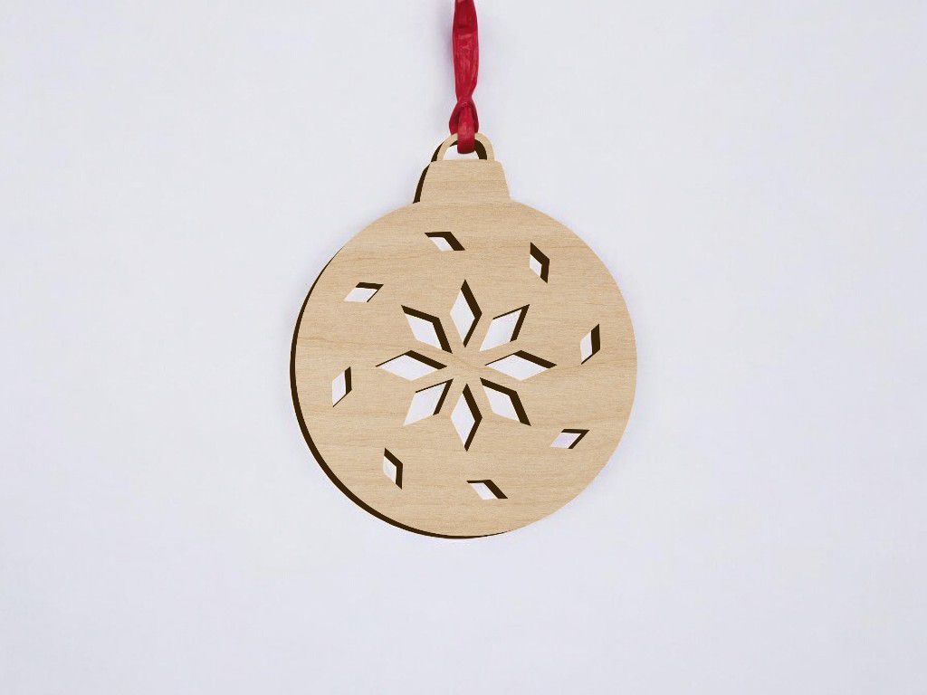 Laser Cut Christmas Tree Bauble Ball Vector