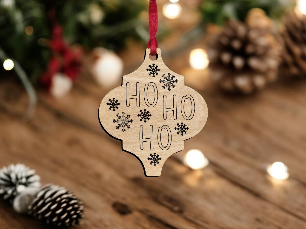 Laser Cut Arabesque Tile Christmas Ornament Ho Ho Ho Vector