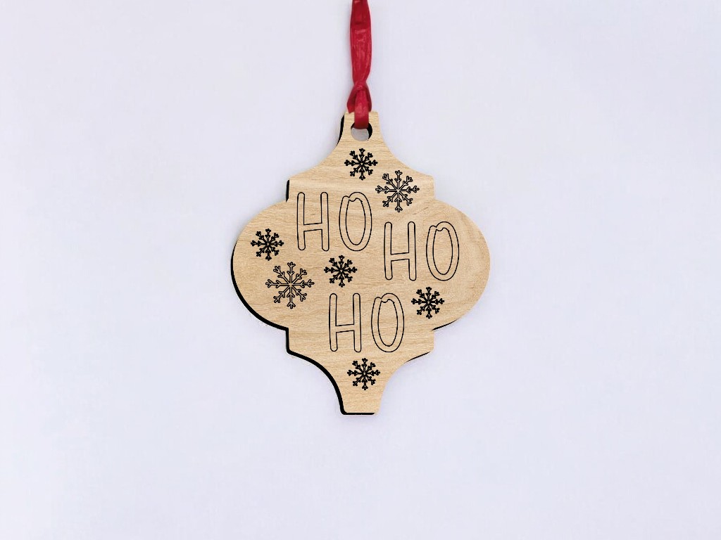 Laser Cut Arabesque Tile Christmas Ornament Ho Ho Ho Vector