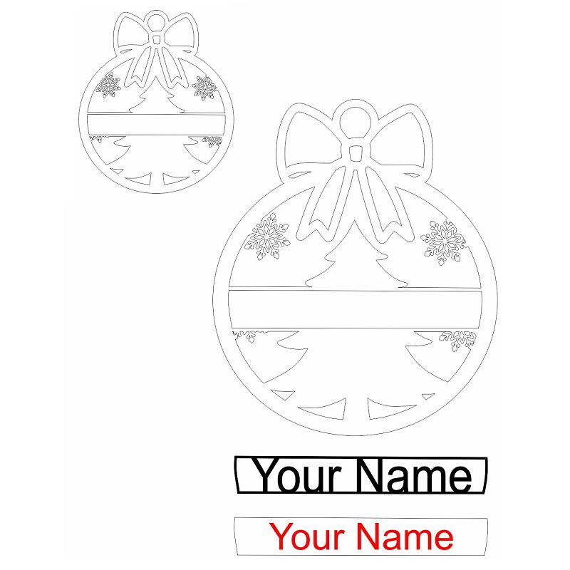 Laser Cut Personalized Ribbon Christmas Ornament Vector