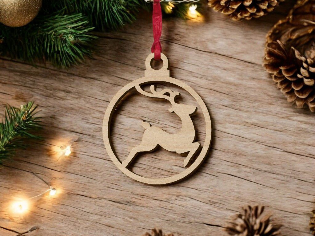 Laser Cut Reindeer Christmas Ball Vector