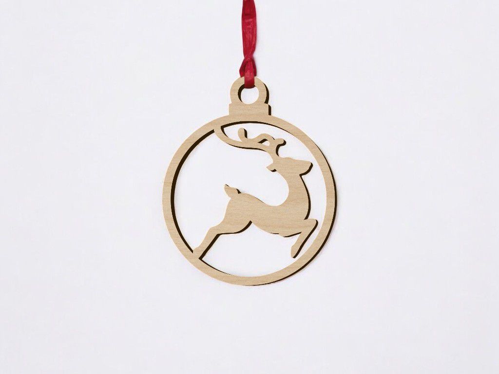 Laser Cut Reindeer Christmas Ball Vector