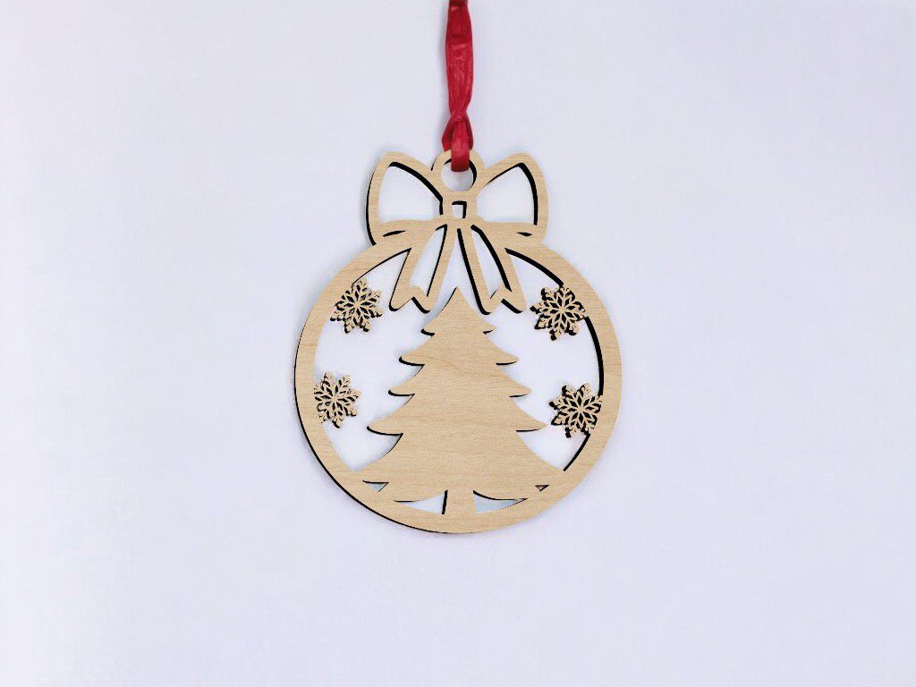 Laser Cut Christmas Tree Pendant Ornament Vector