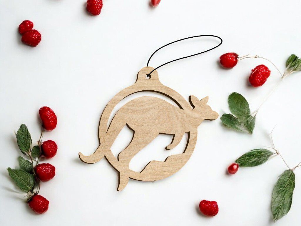 Laser Cut Kangaroo Christmas Ornament Vector