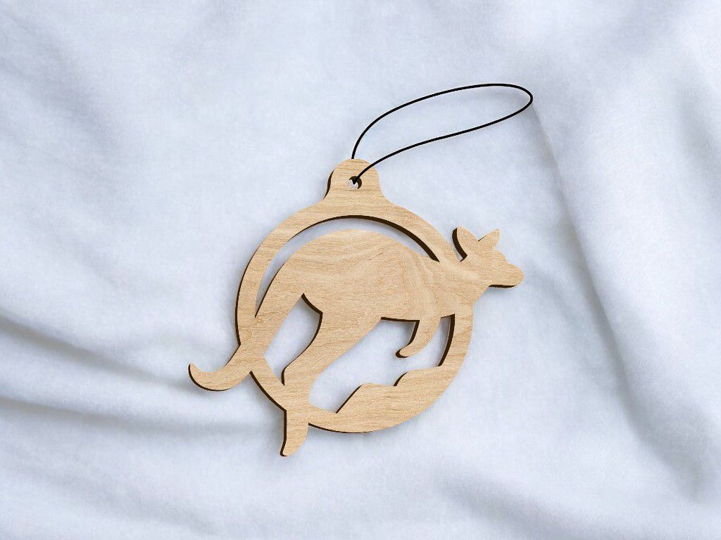 Laser Cut Kangaroo Christmas Ornament Vector
