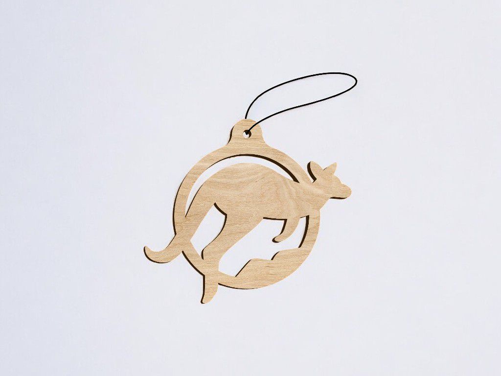Laser Cut Kangaroo Christmas Ornament Vector