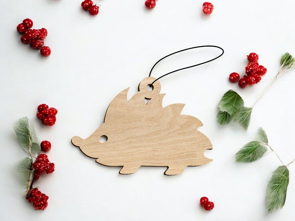 Laser Cut Hedgehog Christmas Decoration Vector