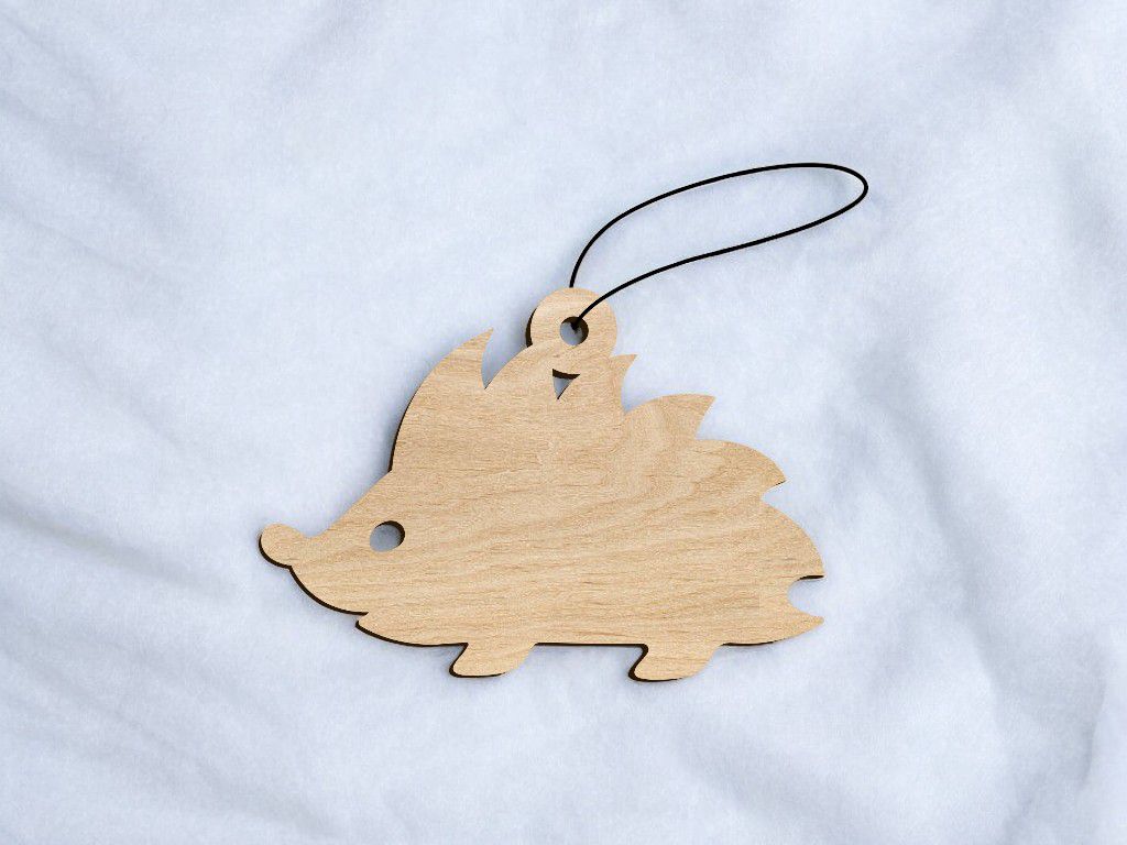 Laser Cut Hedgehog Christmas Decoration Vector