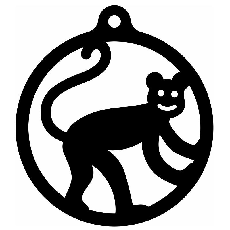 Laser Cut Monkey Christmas Ornament Vector