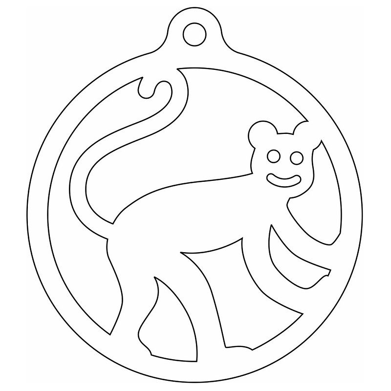 Laser Cut Monkey Christmas Ornament Vector