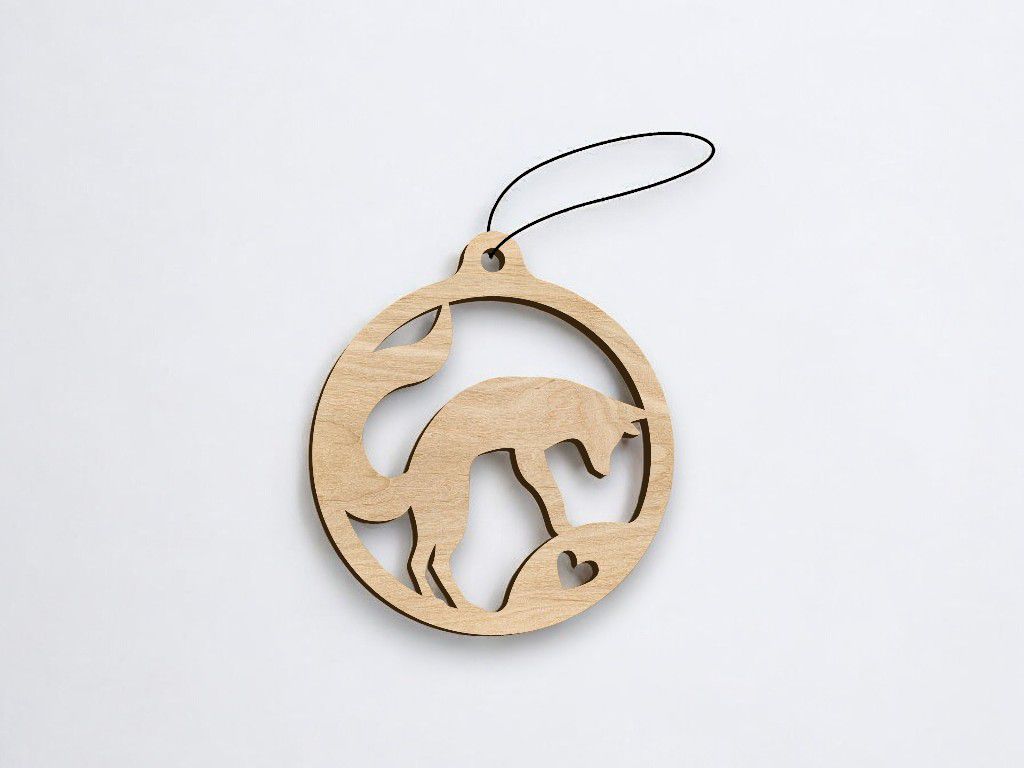 Laser Cut Fox Love Christmas Ornament Vector