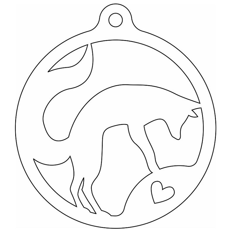 Laser Cut Fox Love Christmas Ornament Vector