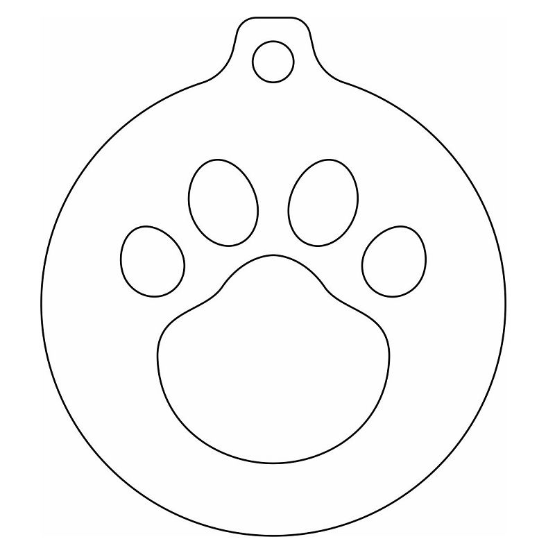 Laser Cut Paw Print Christmas Ornament Vector