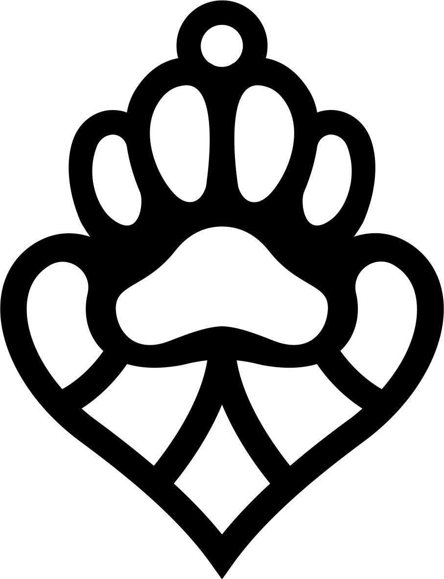 Laser Cut Paw Print with Heart Ornament Vector