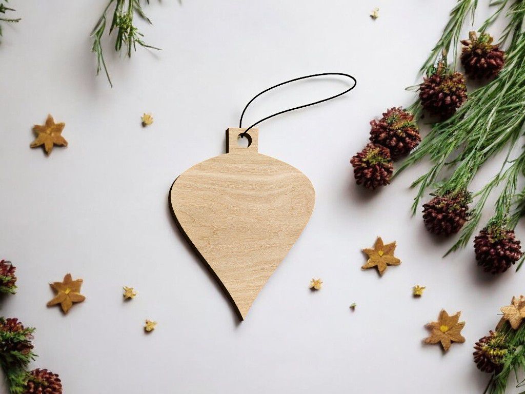 Laser Cut Wooden Christmas Bauble Craft Blank Decoration Vector