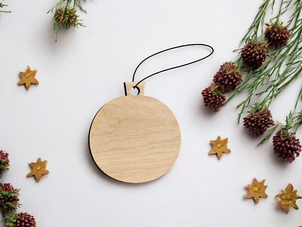 Laser Cut Blank Round Christmas Ornament Hanging Vector