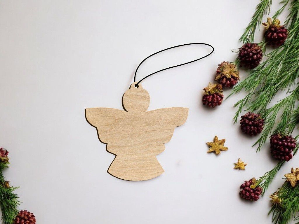 Laser Cut Angel Christmas Tree Decoration Vector