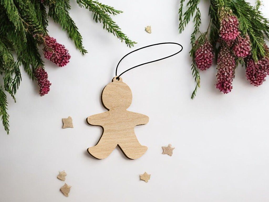 Laser Cut Gingerbread Man Christmas Ornament CDR DXF EPS SVG File Free ...