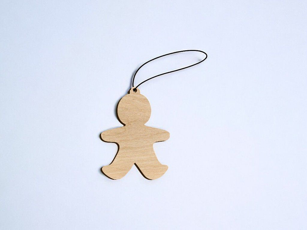 Laser Cut Gingerbread Man Christmas Ornament Vector